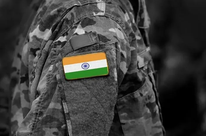 Framed Print : Flag of India on military uniforms. India flag on soldiers arm (collage) Framed Print : Flag of India on military uniforms. India flag on soldiers arm (collage)