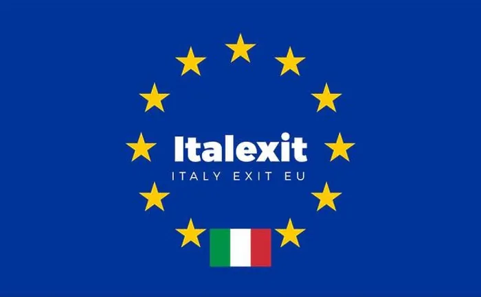 Framed Print : Flag of Italy on European Union. Italexit - Italy Exit EU Europe Framed Print : Flag of Italy on European Union. Italexit - Italy Exit EU Europe