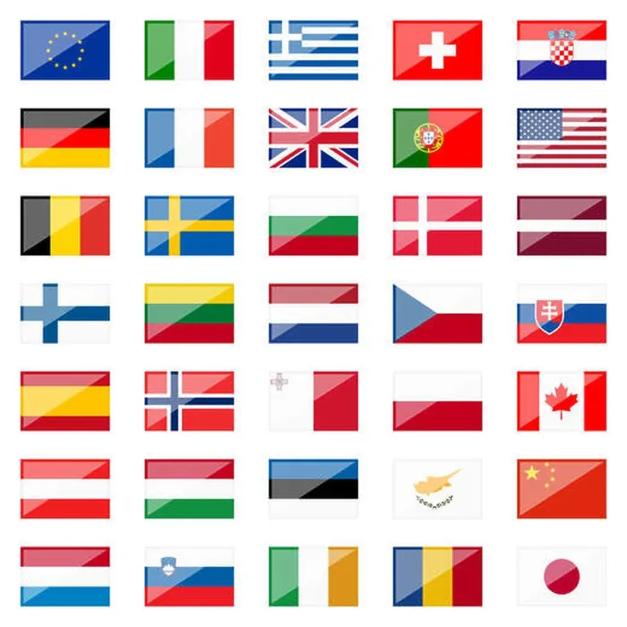 Framed Print : flags - country flags with reflection Framed Print : flags - country flags with reflection