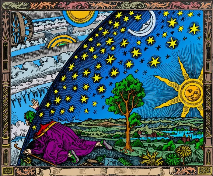 Framed Print : Flammarion Woodcut of the Discovery of the Heavenly Spheres Framed Print : Flammarion Woodcut of the Discovery of the Heavenly Spheres