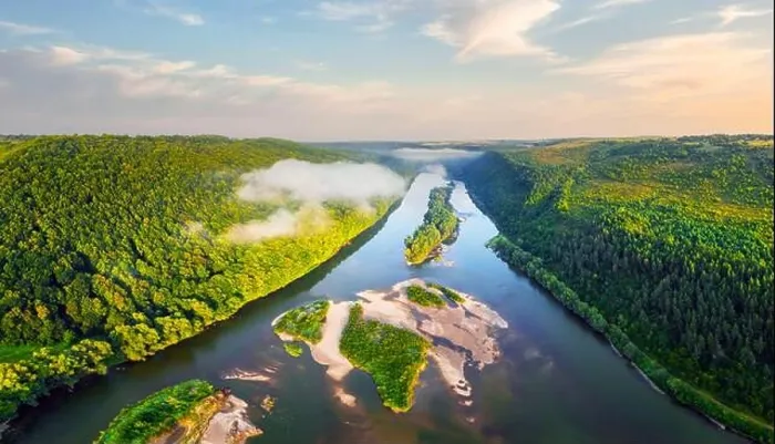 Framed Print : Flight through majestic foggy river and lush green forest at sunrise time. Landscape photography. Dnister, Ukraine, Europe Framed Print : Flight through majestic foggy river and lush green forest at sunrise time. Landscape photography. Dnister, Ukraine, Europe