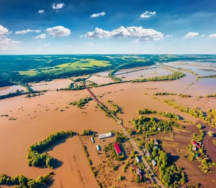 Framed Print : Flooded villages in western Ukraine Framed Print : Flooded villages in western Ukraine