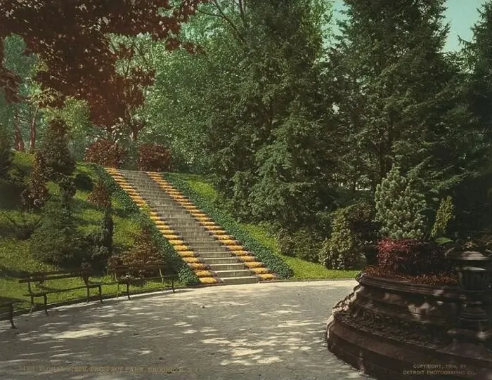 Framed Print : Floral Steps, Prospect Park, Brooklyn, New York 1904 Framed Print : Floral Steps, Prospect Park, Brooklyn, New York 1904