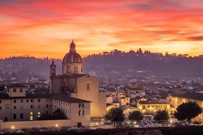 Framed Print : Florence, Italy with San Frediano in Cestello on the Arno River at dusk Framed Print : Florence, Italy with San Frediano in Cestello on the Arno River at dusk