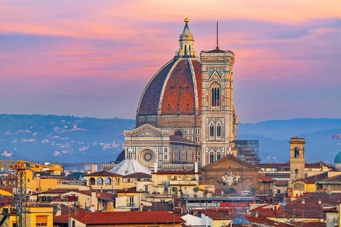 Framed Print : Florence, Italy skyline with landmark buildings of the Duomo at dusk Framed Print : Florence, Italy skyline with landmark buildings of the Duomo at dusk