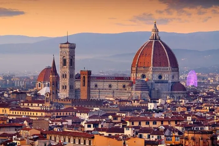 Framed Print : Florence, Italy skyline with landmark buildings at dusk over the Duomo Framed Print : Florence, Italy skyline with landmark buildings at dusk over the Duomo