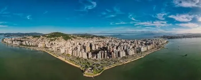 Framed Print : Florianopolis panorama at sunset. Modern buildings with sunset light. Florianopolis panoramatic shot Framed Print : Florianopolis panorama at sunset. Modern buildings with sunset light. Florianopolis panoramatic shot