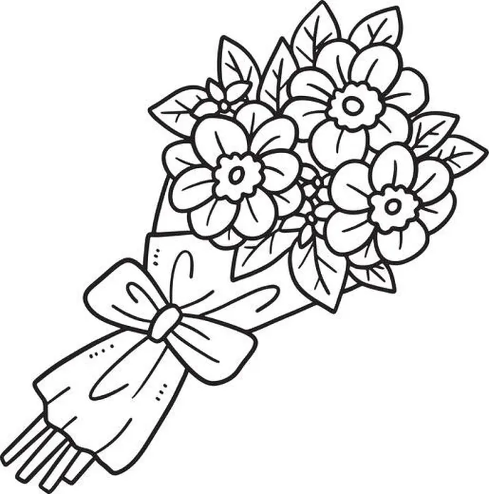 Framed Print : Flower Bouquet Isolated Coloring Page for Kids Framed Print : Flower Bouquet Isolated Coloring Page for Kids