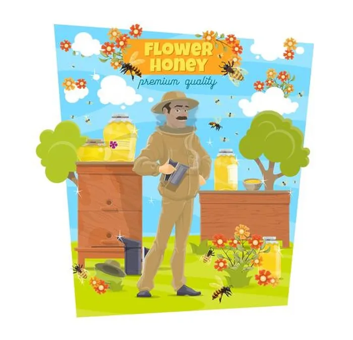 Framed Print : Flower honey beekeeping and beekeeper at beehives Framed Print : Flower honey beekeeping and beekeeper at beehives