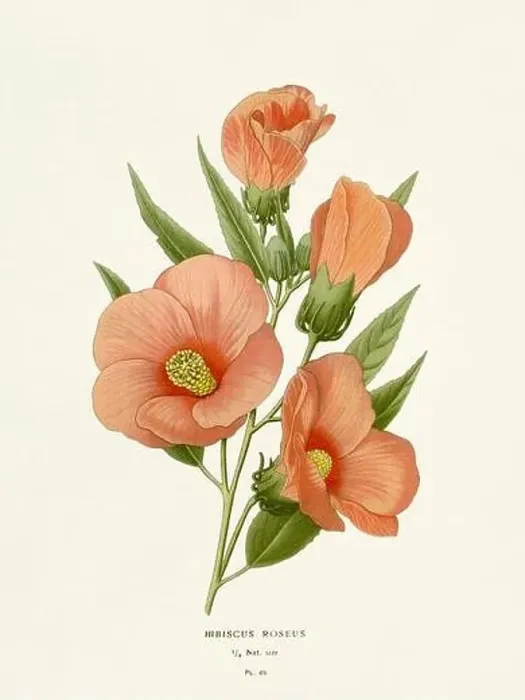 Framed Print : Flower illustration. Hibiscus Roseus Framed Print : Flower illustration. Hibiscus Roseus
