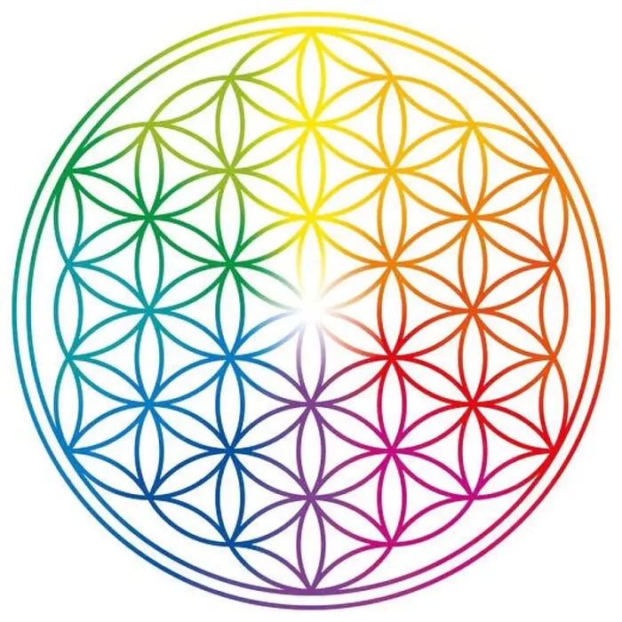 Framed Print : Flower of Life in rainbow colors Framed Print : Flower of Life in rainbow colors