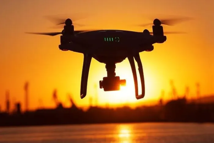 Framed Print : Flying Drone and sunset Framed Print : Flying Drone and sunset