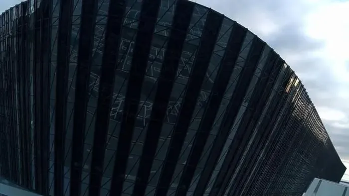 Framed Print : Flying around the glass building, exhibition center. Stock footage. Concept of modern architecture design Framed Print : Flying around the glass building, exhibition center. Stock footage. Concept of modern architecture design