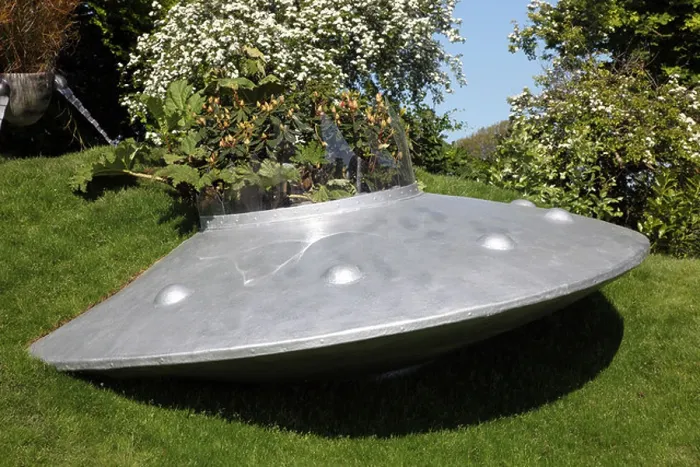 Framed Print : Flying saucer garden feature Framed Print : Flying saucer garden feature