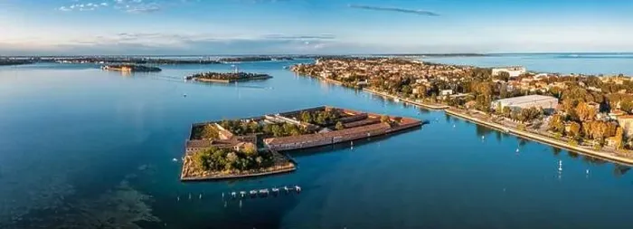 Framed Print : Flying over small Venice islands in Venetian lagoon Framed Print : Flying over small Venice islands in Venetian lagoon