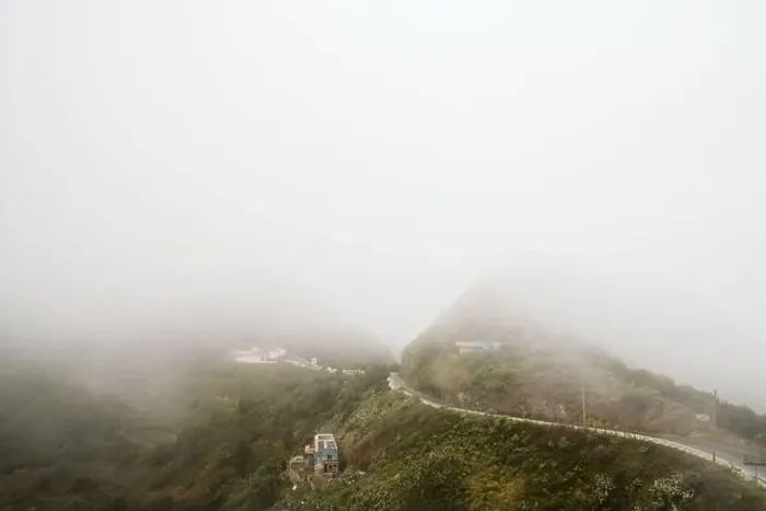 Framed Print : Fog over beautiful hilly terrain Framed Print : Fog over beautiful hilly terrain