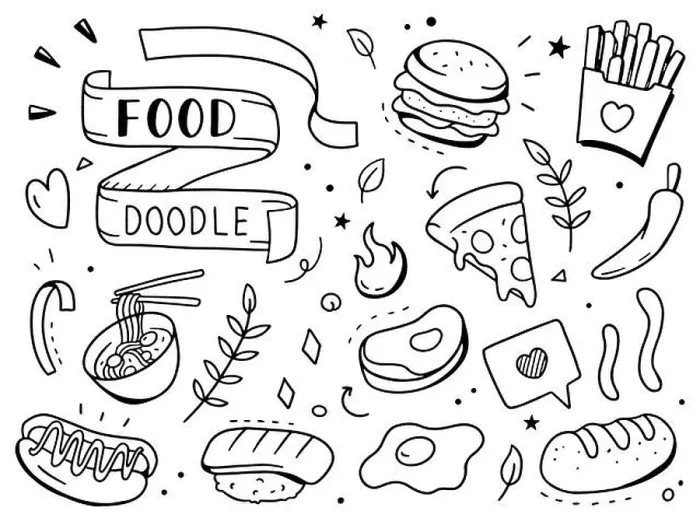 Framed Print : food doodle illustration. Doodle design concept Framed Print : food doodle illustration. Doodle design concept