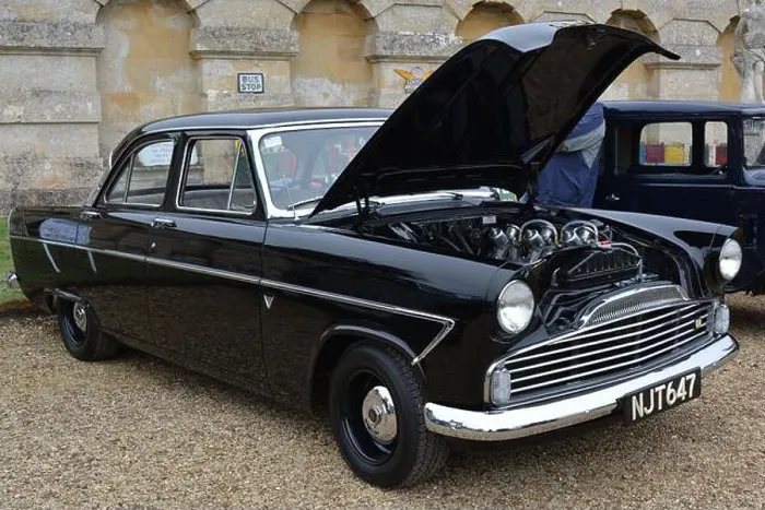 Framed Print : Ford Zodiac with a Raymond Mays conversion with triple carbs on static display Framed Print : Ford Zodiac with a Raymond Mays conversion with triple carbs on static display