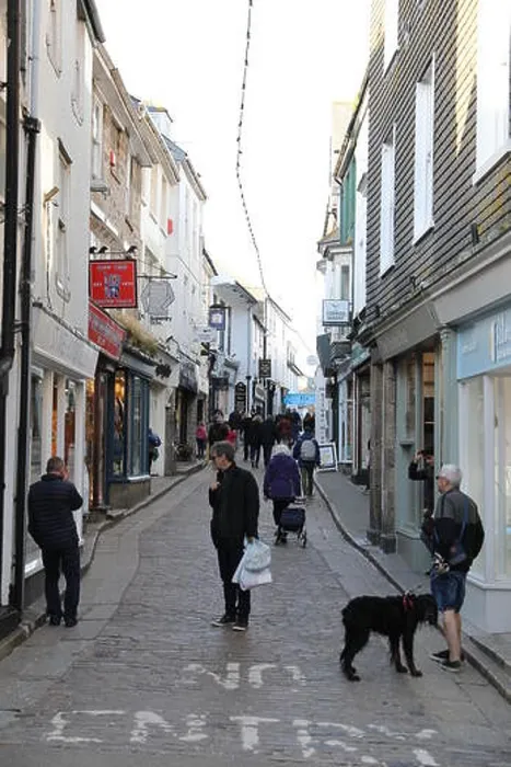 Framed Print : Fore Street St Ives Cornwall People Shopping