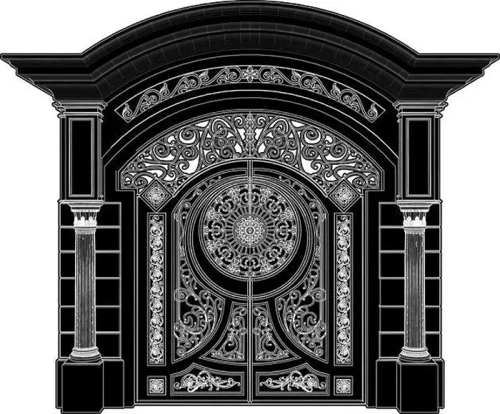 Framed Print : Forged Gate Vector. Illustration Of Arc Entrance Gate Isolated On White Background Framed Print : Forged Gate Vector. Illustration Of Arc Entrance Gate Isolated On White Background