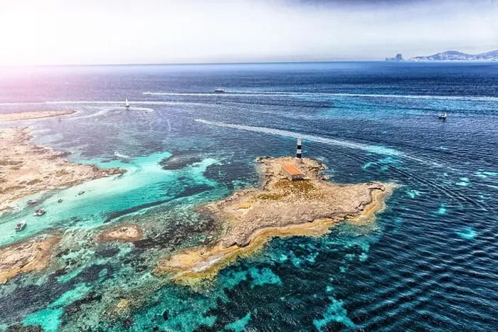 Framed Print : formentera, beautiful sea of baleares islands, aerial view Framed Print : formentera, beautiful sea of baleares islands, aerial view
