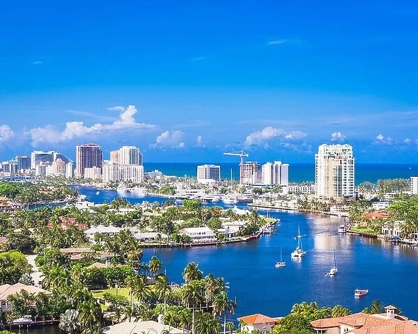 Fort Lauderdale, Florida, USA skyline over Barrier Island