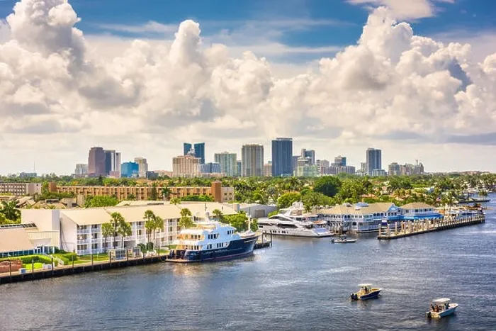 Framed Print : Fort Lauderdale, Florida, USA skyline on the river in the afternoon