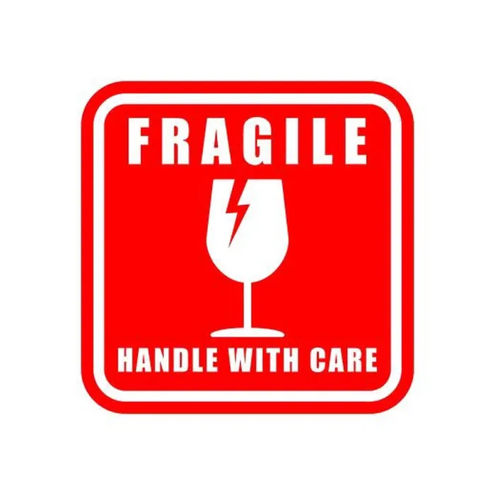 Framed Print : Fragile sticker icon symbol. Handle with care logo sign