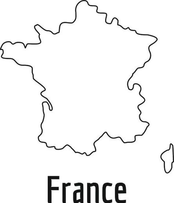 Framed Print : France map thin line. Simple illustration of France map vector isolated on white background