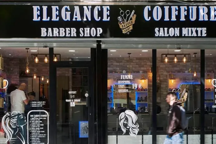 Framed Print : France, Val de Marne, Vitry sur Seine, Barber shop hairdresser Framed Print : France, Val de Marne, Vitry sur Seine, Barber shop hairdresser
