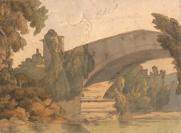 Framed Print : Francis Towne's watercolor A Bridge Between Florence Framed Print : Francis Towne's watercolor A Bridge Between Florence