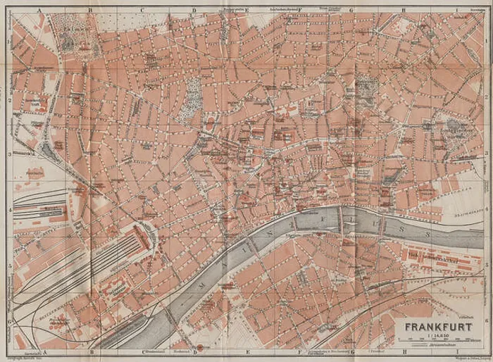 Framed Print : FRANKFURT AM MAIN antique town city stadtplan. Hessen karte. BAEDEKER, 1914 map Framed Print : FRANKFURT AM MAIN antique town city stadtplan. Hessen karte. BAEDEKER, 1914 map