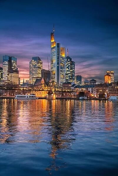 Frankfurt am Main, Germany. Cityscape image of Frankfurt am Main skyline during beautiful sunset