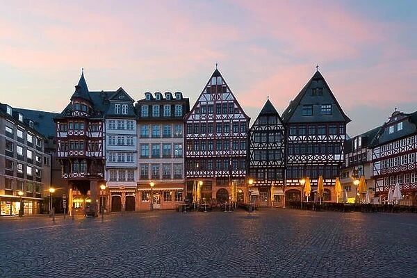 Frankfurt Old town square romerberg with old style house in Frankfurt Germany