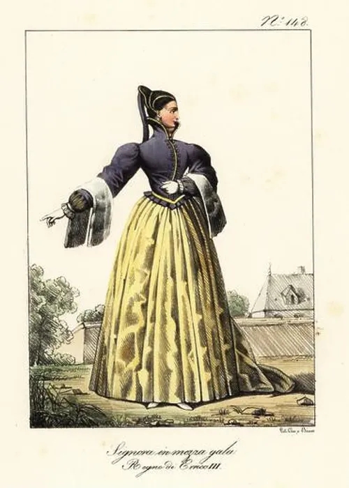 Framed Print : French lady in semi-formal costume Framed Print : French lady in semi-formal costume