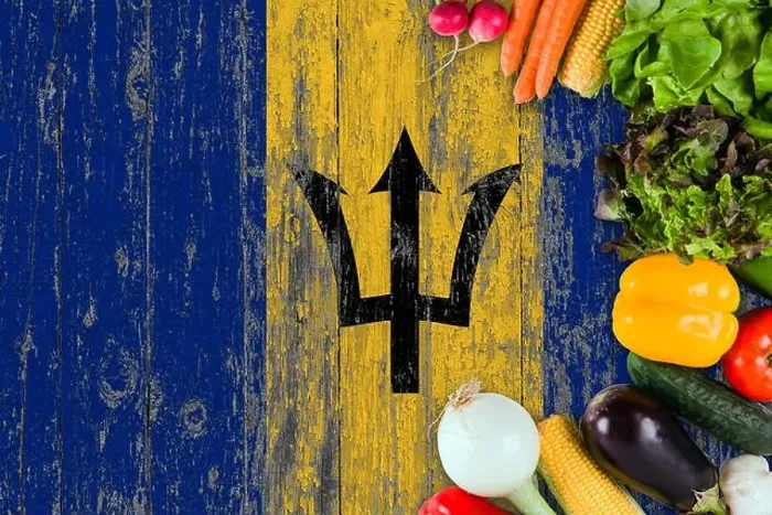 Framed Print : Fresh vegetables from Barbados on table. Cooking concept on wooden flag background Framed Print : Fresh vegetables from Barbados on table. Cooking concept on wooden flag background