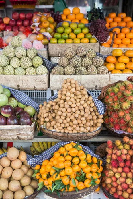 Framed Print : the fruit and food market next to the Night Market in the city of Phnom Penh of Cambodia Framed Print : the fruit and food market next to the Night Market in the city of Phnom Penh of Cambodia