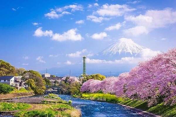 Fuji, Japan river and mountain