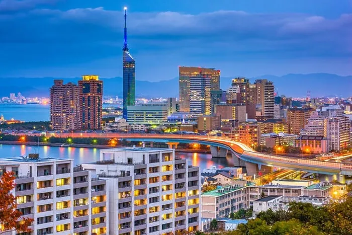 Framed Print : Fukuoka, Japan cityscape of the Momochihama area at dusk Framed Print : Fukuoka, Japan cityscape of the Momochihama area at dusk