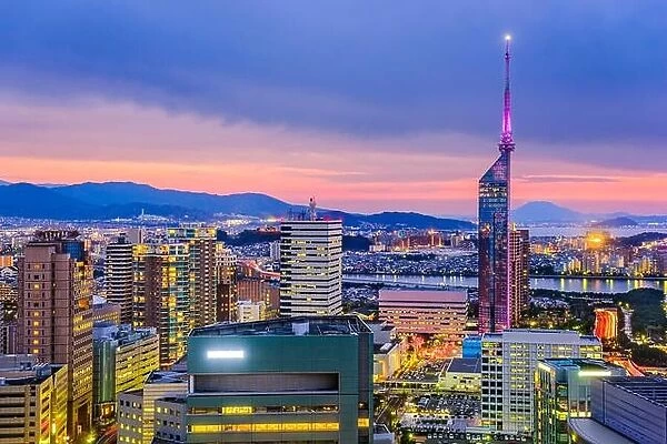 Fukuoka, Japan downtown city skyline