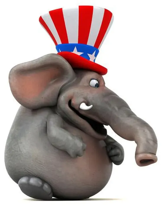 Framed Print : Fun 3D cartoon elephant with an uncle sam hat Framed Print : Fun 3D cartoon elephant with an uncle sam hat
