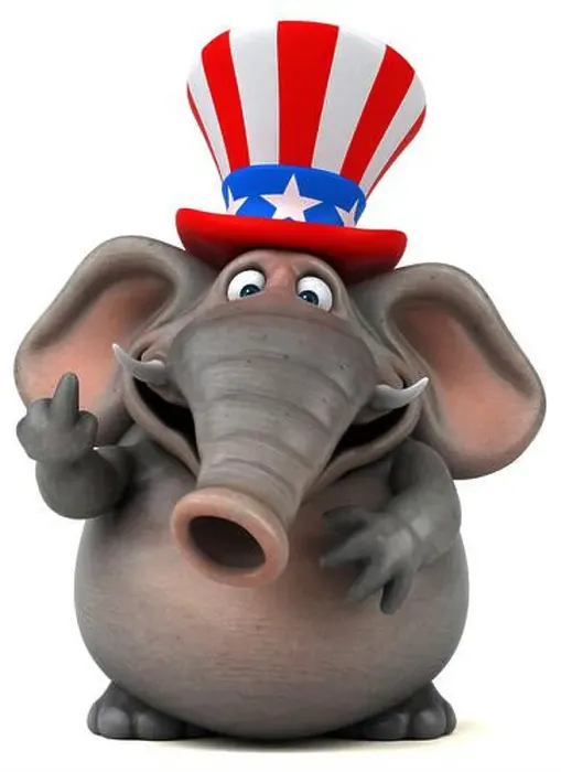 Framed Print : Fun 3D cartoon elephant with an uncle sam hat Framed Print : Fun 3D cartoon elephant with an uncle sam hat