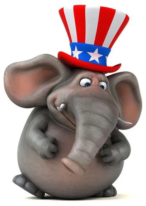 Framed Print : Fun 3D cartoon elephant with an uncle sam hat Framed Print : Fun 3D cartoon elephant with an uncle sam hat