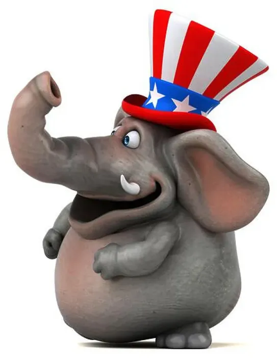 Framed Print : Fun 3D cartoon elephant with an uncle sam hat Framed Print : Fun 3D cartoon elephant with an uncle sam hat