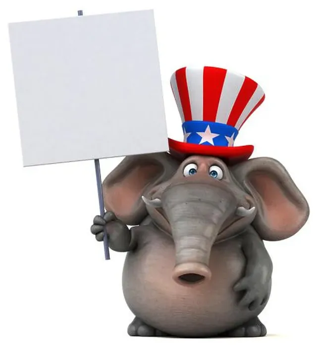 Framed Print : Fun 3D cartoon elephant with an uncle sam hat Framed Print : Fun 3D cartoon elephant with an uncle sam hat