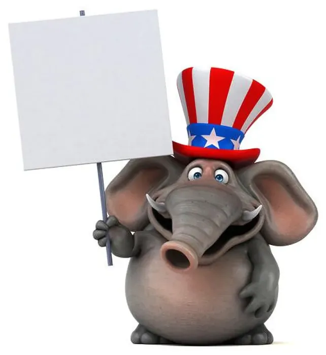 Framed Print : Fun 3D cartoon elephant with an uncle sam hat Framed Print : Fun 3D cartoon elephant with an uncle sam hat