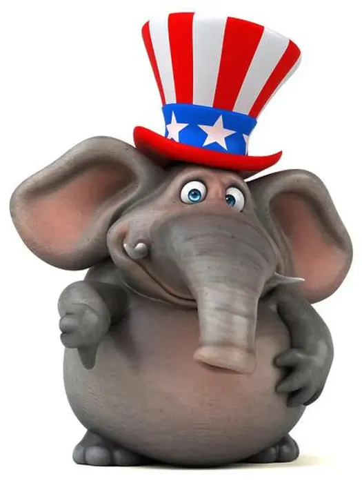 Framed Print : Fun 3D cartoon elephant with an uncle sam hat Framed Print : Fun 3D cartoon elephant with an uncle sam hat