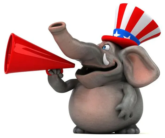 Framed Print : Fun 3D cartoon elephant with an uncle sam hat Framed Print : Fun 3D cartoon elephant with an uncle sam hat