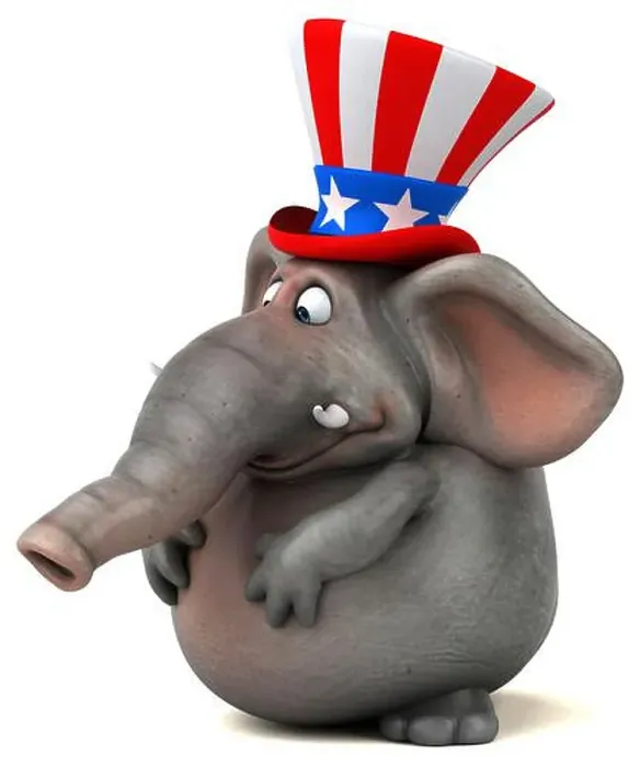 Framed Print : Fun 3D cartoon elephant with an uncle sam hat Framed Print : Fun 3D cartoon elephant with an uncle sam hat