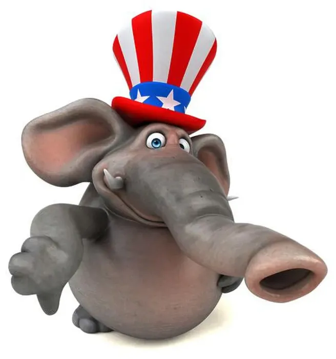 Framed Print : Fun 3D cartoon elephant with an uncle sam hat Framed Print : Fun 3D cartoon elephant with an uncle sam hat